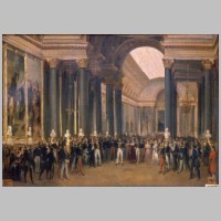 Louis Philippe dedicates the Galerie des Batailles, by François Joseph Heim (1837), Wikipedia.jpg